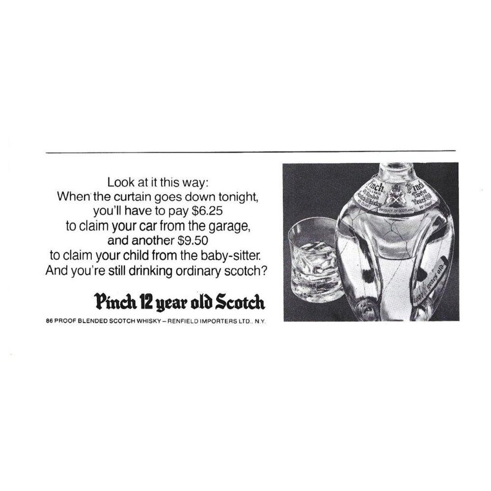 Pinch 12 Year Old Scotch Whisky Ad Vintage Renfield Importers 1970s Print